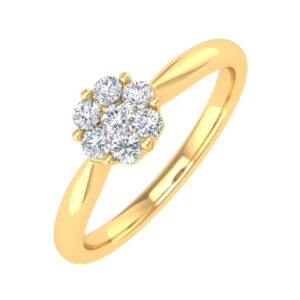 1/4 carat prong set diamond cluster ring band in 10k yellow gold (ring size 7.5)