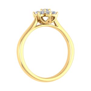 FINEROCK 1/4 Carat Flower Shaped Cluster Prong Set Diamond Ring Band in 10K Yellow Gold - IGI (Ring Size 5.5)