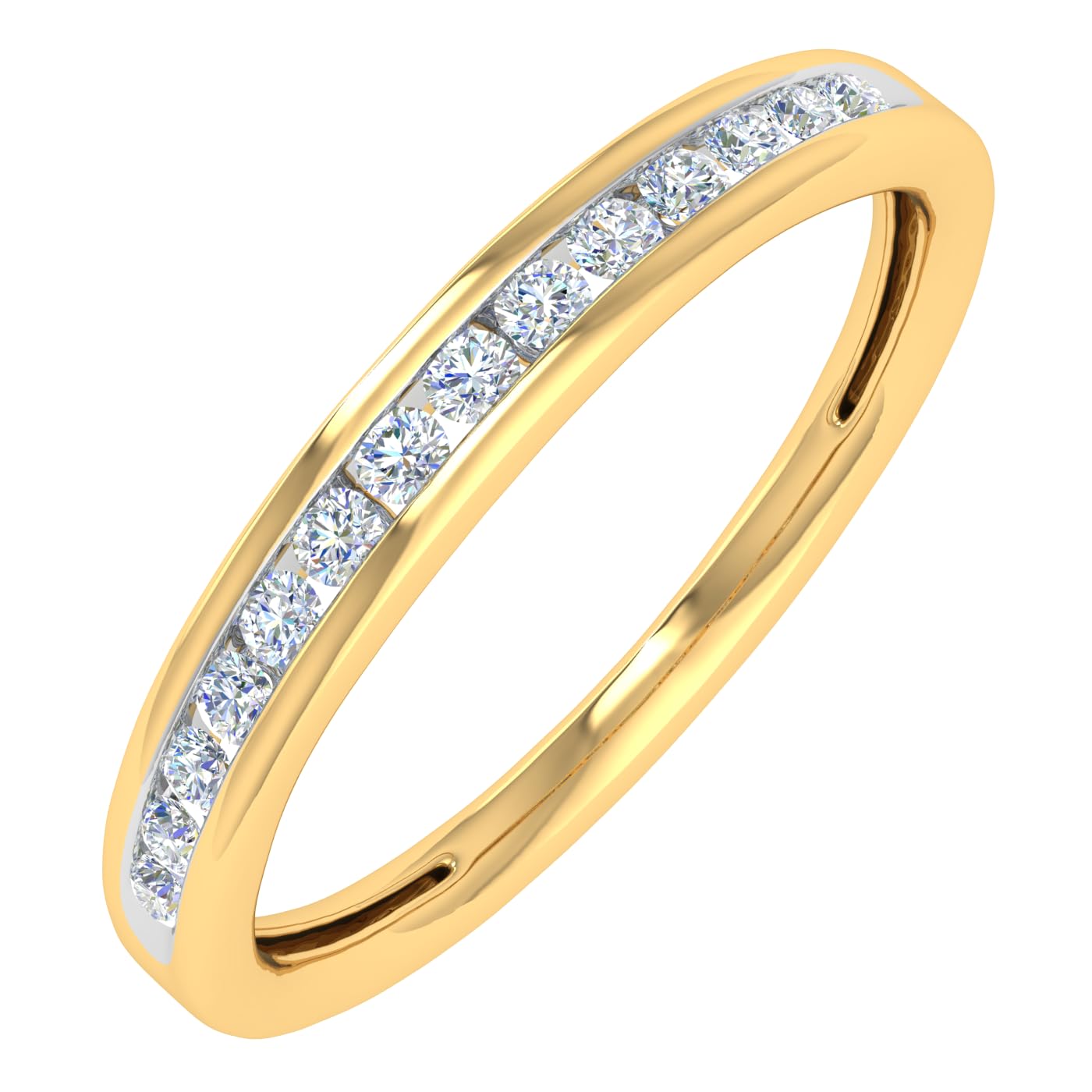 1/5 Carat Channel Set Diamond Wedding Band Ring in 10K Yellow Gold (Ring Size 7)