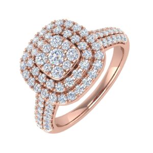 1 Carat Cushion Shape Halo Diamond Engagement Ring in 14K Rose Gold (Ring Size 7)