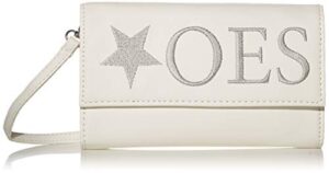 oes eastern star cross body clutch purse with detachable chain shoulder strap, white, medium