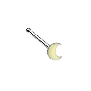 Amelia Fashion 20GA Illuminating Glow in the Dark MoonTop Nose Bone Stud 316L Surgical Steel (Choose Color) (Yellow)