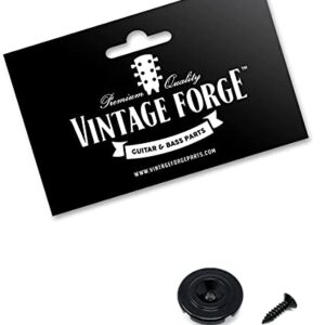 Vintage Forge Black Round Slotted String Retainer Guide Tree for Fender Precision Jazz Style Bass Guitars and Others with Screw BSR50-BLK