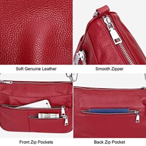 Over Earth Genuine Leather Shoulder Bag Small Crossbody Handbags for Women Ladies Purse(O131E Wine Red)