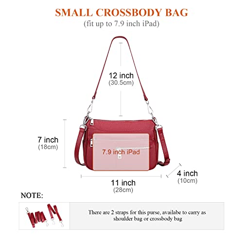 Over Earth Genuine Leather Shoulder Bag Small Crossbody Handbags for Women Ladies Purse(O131E Wine Red)