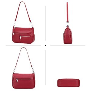 Over Earth Genuine Leather Shoulder Bag Small Crossbody Handbags for Women Ladies Purse(O131E Wine Red)