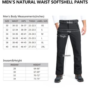 Outdoor Ventures Men's Lite Waterproof Windproof Fleece Lined Warm Hiking Ski Snow Pants Expandable-Waist