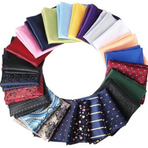 SATINIOR 24 Pieces Mens Pocket Squares Mens Handkerchief Soft Colored Men Assorted Hankies for Wedding Party (Classic Style)