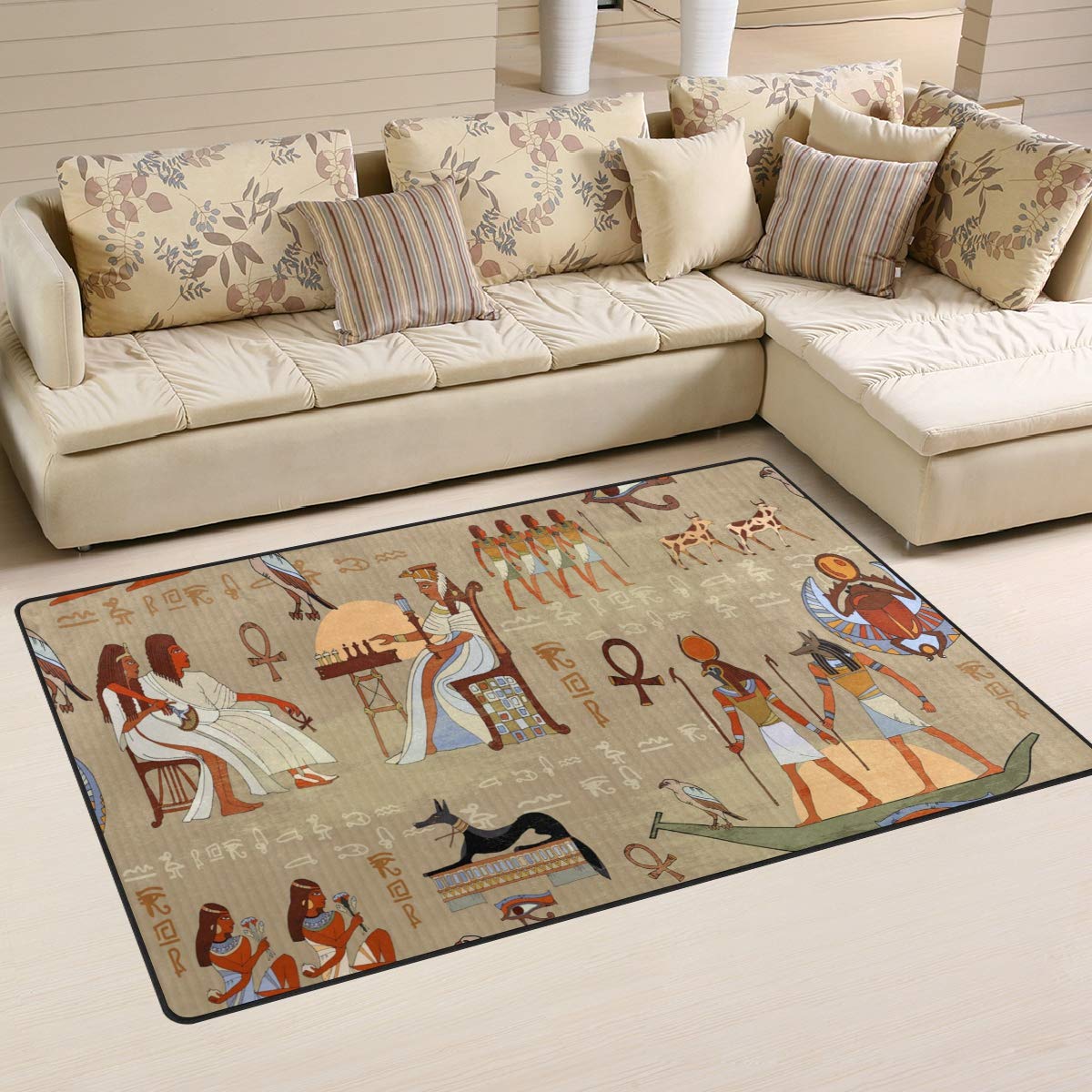 ALAZA Ancient Egyptian Culture Area Rug Rugs Non-Slip Floor Mat Doormats Living Dining Room Bedroom Dorm 60 x 39 inches inches Home Decor