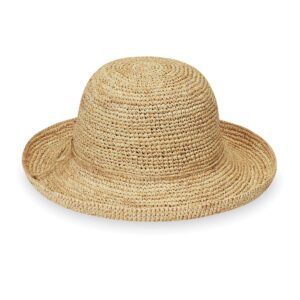 Wallaroo Hat Company – Women’s Petite Catalina Sun Hat – Wide Brim Natural Fiber and Adjustable Sizing for Smaller Crown Sizes – Chic Hat for Garden Parties, Beach Days and Outdoor Events (Natural)