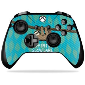 mightyskins carbon fiber skin for microsoft xbox one x controller - slow sloth | protective, durable textured carbon fiber finish | easy to apply, remove, and change styles | made in the usa