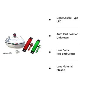 Tree Leds Marine Boat led Navigation Stern Bow Lights Waterproof for Boat, Kayak, Starboard, Small & Big Watercraft 12V DC Red and Green Stripe Kit Long-Life Lenses Durability