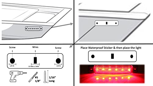 Tree Leds Marine Boat led Navigation Stern Bow Lights Waterproof for Boat, Kayak, Starboard, Small & Big Watercraft 12V DC Red and Green Stripe Kit Long-Life Lenses Durability