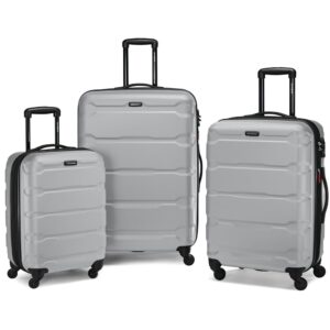 Samsonite Omni Hardside Nested Luggage Spinner Set, Silver w/ 10pc Accessory Kit