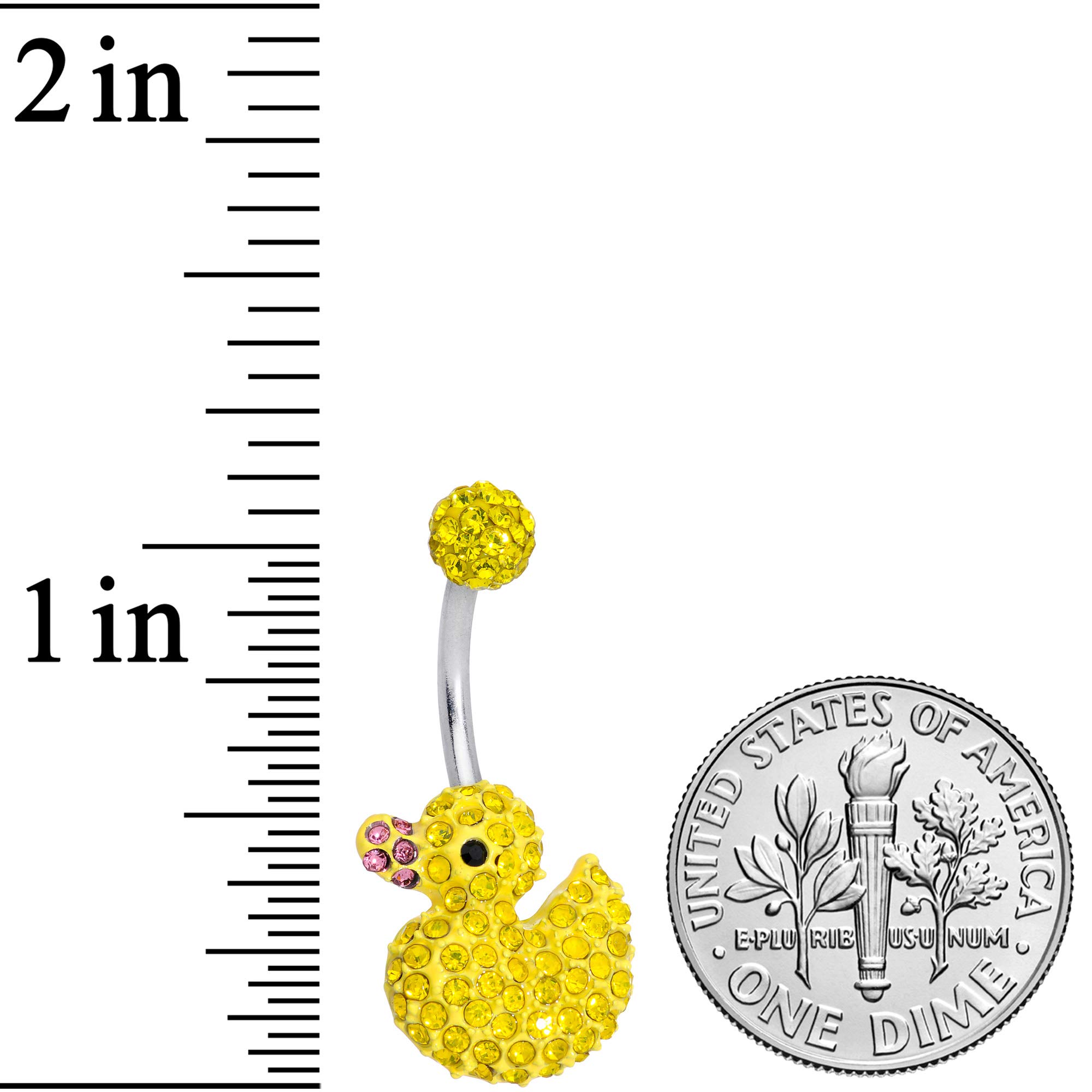 Body Candy Womens 14G 316L Stainless Steel Navel Ring Piercing Yellow Accent Rubber Ducky Belly Button Ring