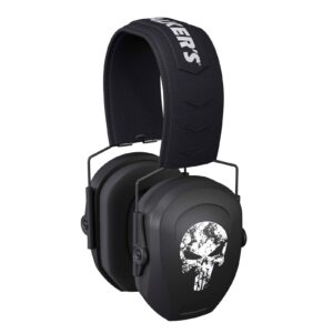 Walker's Game Ear GWP-RSMPAS-BK-Pun Razor Passive - Black Punisher Logo