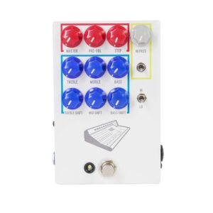 jhs pedals colour box v2 preamp, cboxv2 guitar effects pedal, multi-instrument compatible, studio-grade eq and distortion generator, 9v dc, multicolor