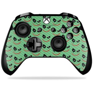 mightyskins carbon fiber skin for microsoft xbox one x controller - why so serious | protective, durable textured carbon fiber finish | easy to apply, remove, and change styles | made in the usa