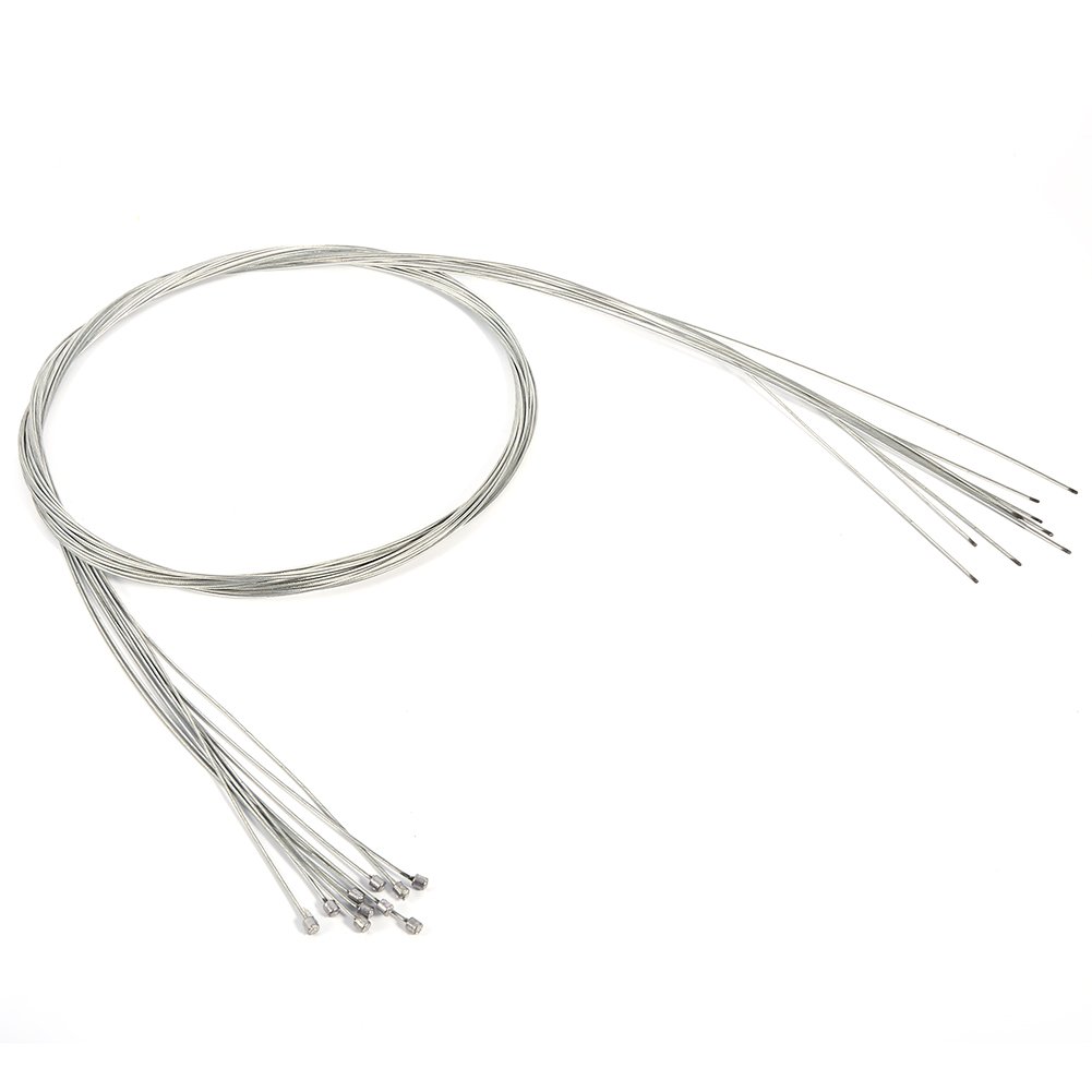 Ejoyous Bike Shift Cable, 10PCS Stainless Steel Derailleur Wire Kit, 2M, Silver