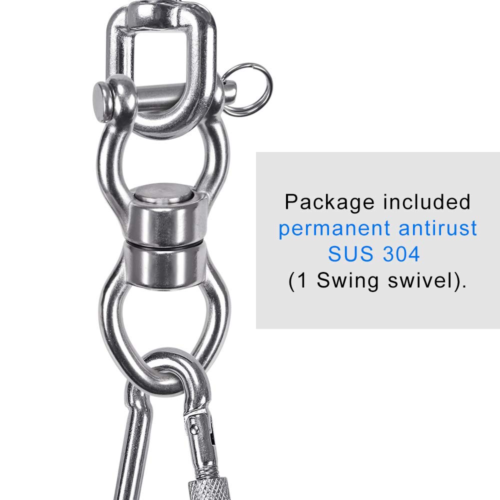 SELEWARE Silent Bearing Swing Swivel, 360° Rotational Device Hanging Accessory with Removeable Buckle for Tree Swing, Hammock Chair, Climbing Rope, Yoga, Kids Swing Swivel 1200LB Capacity