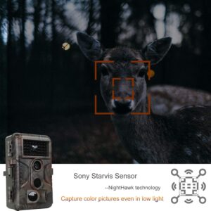 Professional Game & Deer Trail Camera with 100ft Night Vision 24MP Photo 1296P H.264 MP4 Video 0.1S Trigger Motion Activated Waterproof for Outdoor Wildlife Hunting & Home Farmlalnd Surveillance