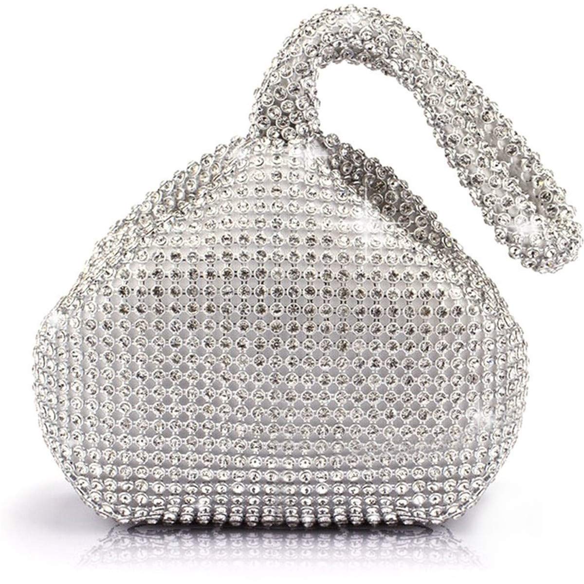 ele ELEOPTION Women Purse Women's Evening Bag Full Rhinestones Wedding Purse, Silver for 4.7 inch phone