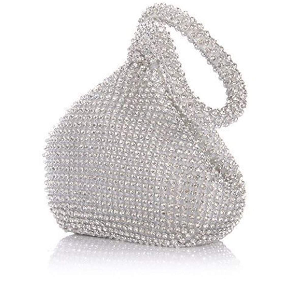 ele ELEOPTION Women Purse Women's Evening Bag Full Rhinestones Wedding Purse, Silver for 4.7 inch phone