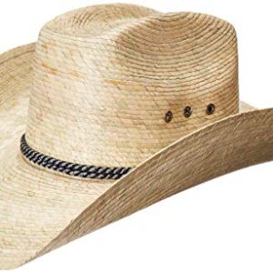 MEXIMART 8 Second Cowboy Hat Mexican Palm Leaf Light Tan Straw Wide Brim