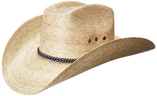 MEXIMART 8 Second Cowboy Hat Mexican Palm Leaf Light Tan Straw Wide Brim