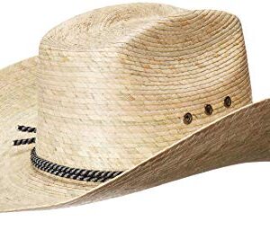 MEXIMART 8 Second Cowboy Hat Mexican Palm Leaf Light Tan Straw Wide Brim