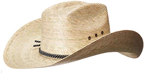 MEXIMART 8 Second Cowboy Hat Mexican Palm Leaf Light Tan Straw Wide Brim