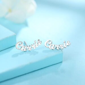 RESVIVI Sterling Silver Stud Personalized Name Earring Custom Made Any Name Earrings Customize Your Own Earring with Name Silver