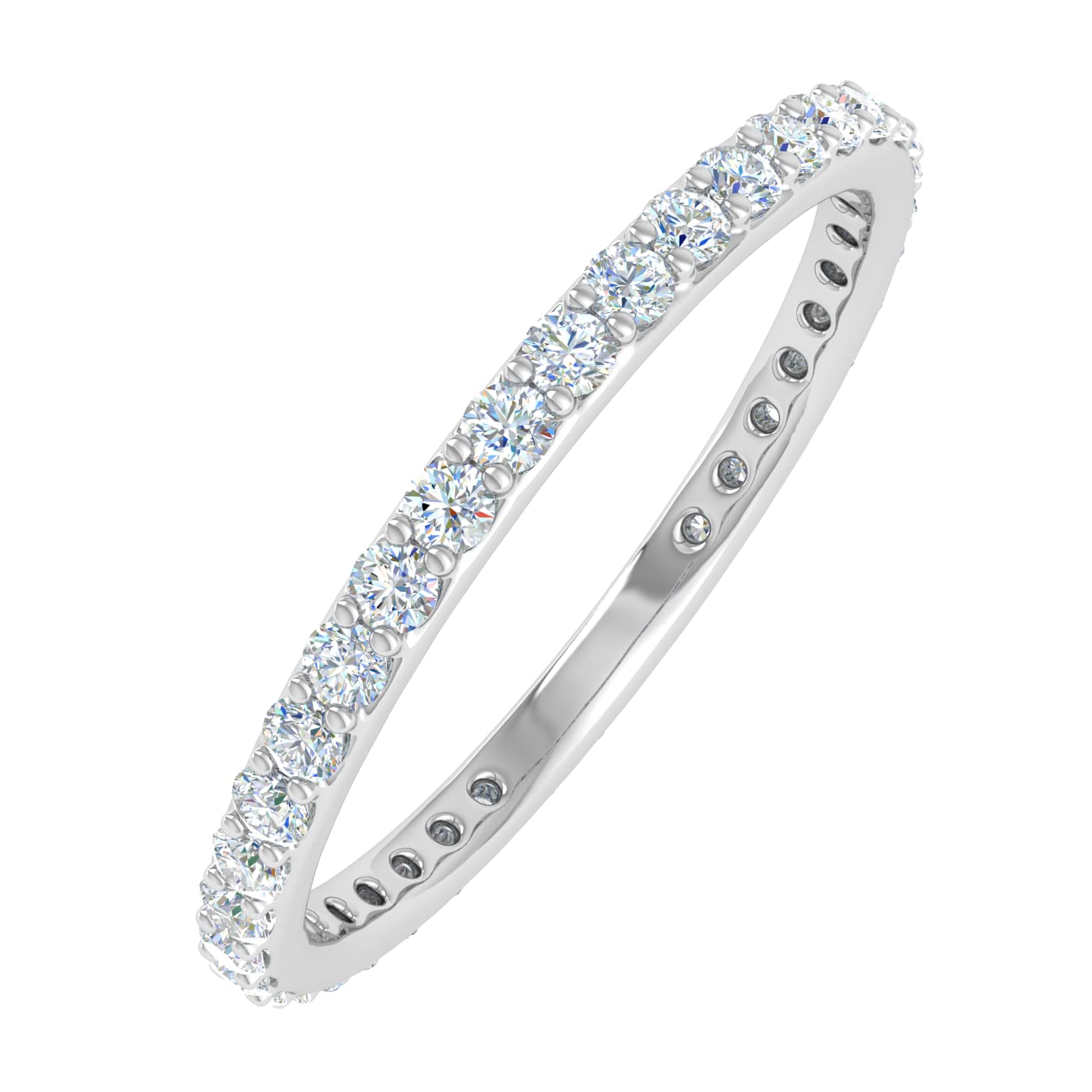 1/2 Carat Diamond Eternity Wedding Band in 10K White Gold (Ring Size 6)