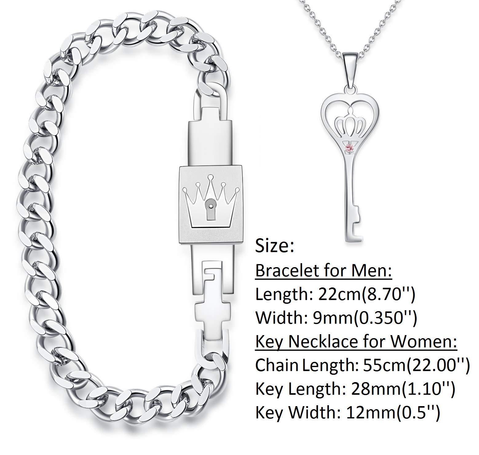 His & Hers Matching Set King Queen Couple Key Lock Bracelet and Pendant Set Couple King and Queen Jewelry in a Gift Box (A Pair)