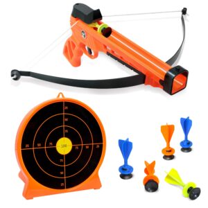 armogear bow & arrow archery set | includes blaster bow, 6 suction darts, shooting target | great crossbow toy for kids | indoor & outdoor play toy for kids boys & girls