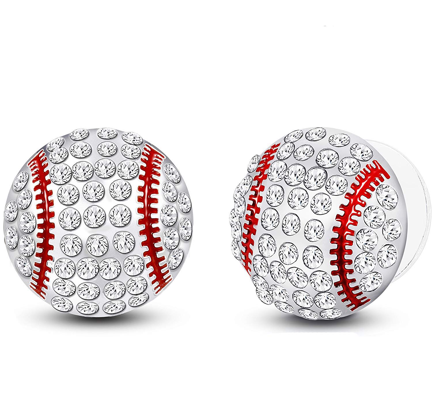 lureme CZ Rhodium Plated Basketball Football Volleyball Soccer Baseball Sports Studs Earrings for Women (er006282-5) Baseball