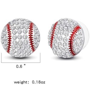 lureme CZ Rhodium Plated Basketball Football Volleyball Soccer Baseball Sports Studs Earrings for Women (er006282-5) Baseball