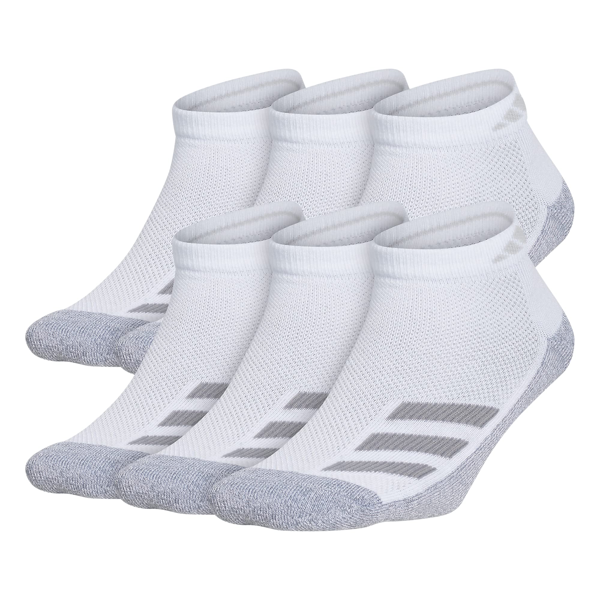 adidas unisex child Kids-boy's/Girl's Cushioned Angle Stripe (6-pair) Low Cut Sock, White/Grey/Light Onix Grey, Large US