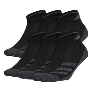 adidas kids-boy's/girl's cushioned angle stripe low cut socks (6-pair), black/onix grey/night grey, large