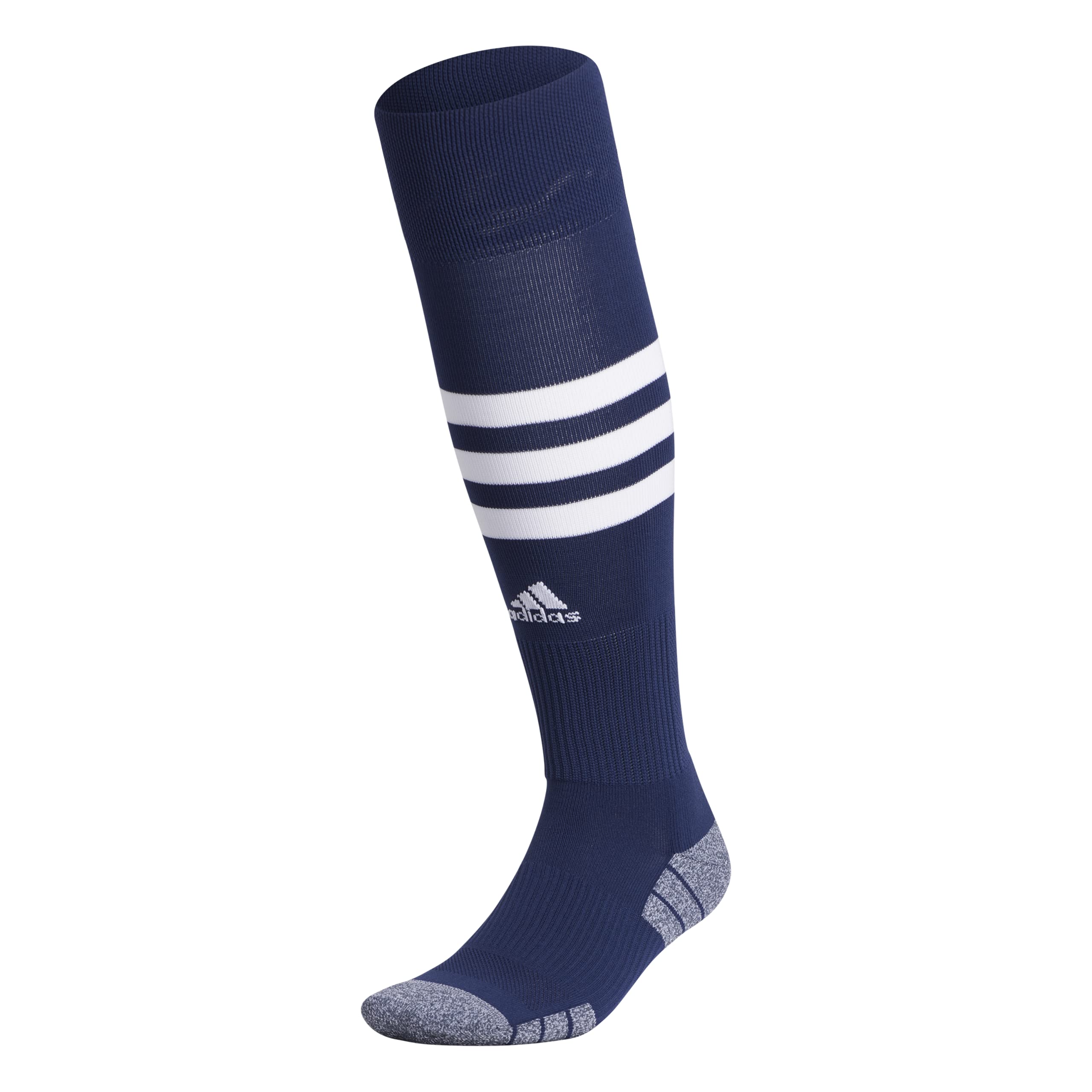 adidas 3-Stripe Hoop Soccer Socks (1-Pair) with Arch Compression for a Secure fit, Team Navy Blue/White, Medium