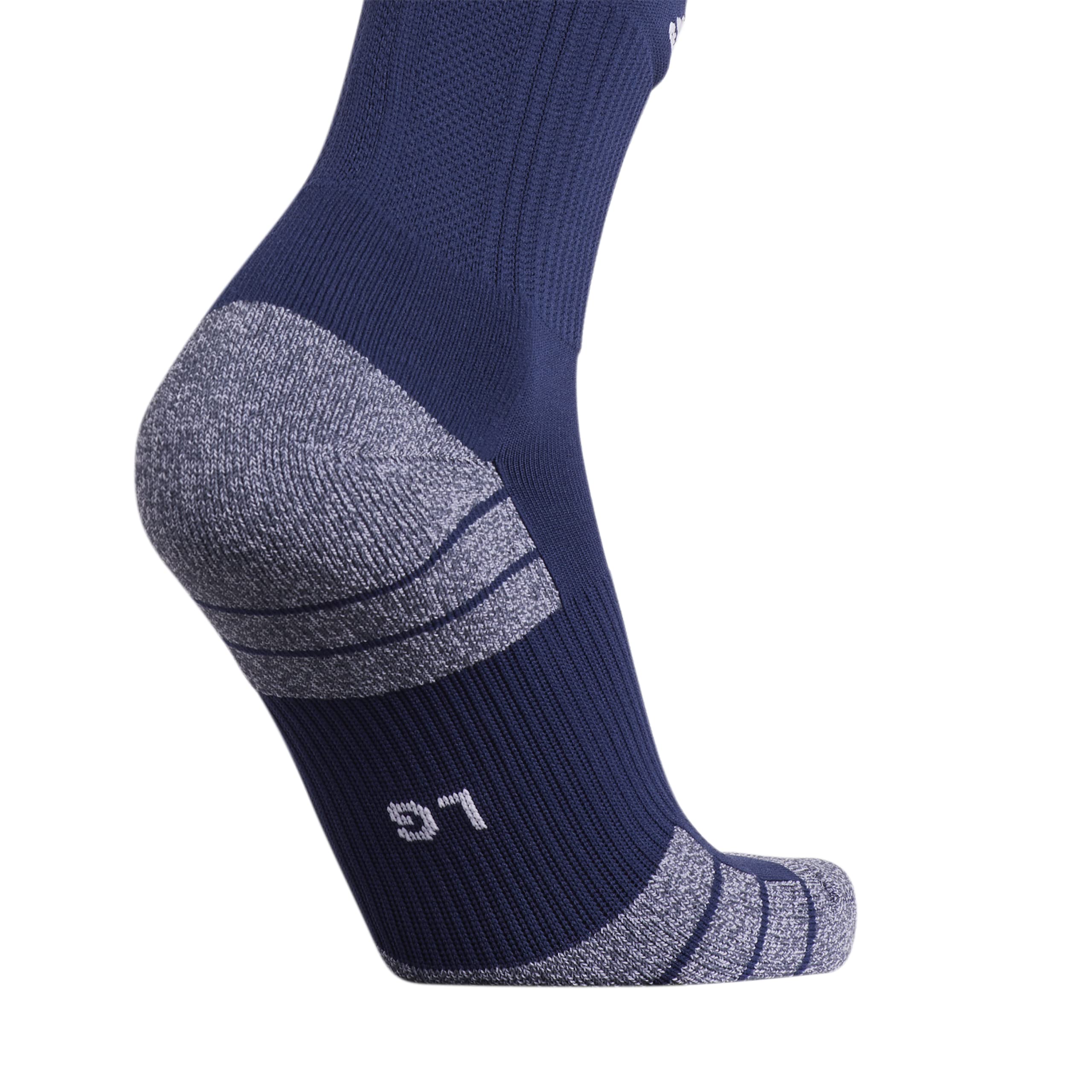 adidas 3-Stripe Hoop Soccer Socks (1-Pair) with Arch Compression for a Secure fit, Team Navy Blue/White, Medium