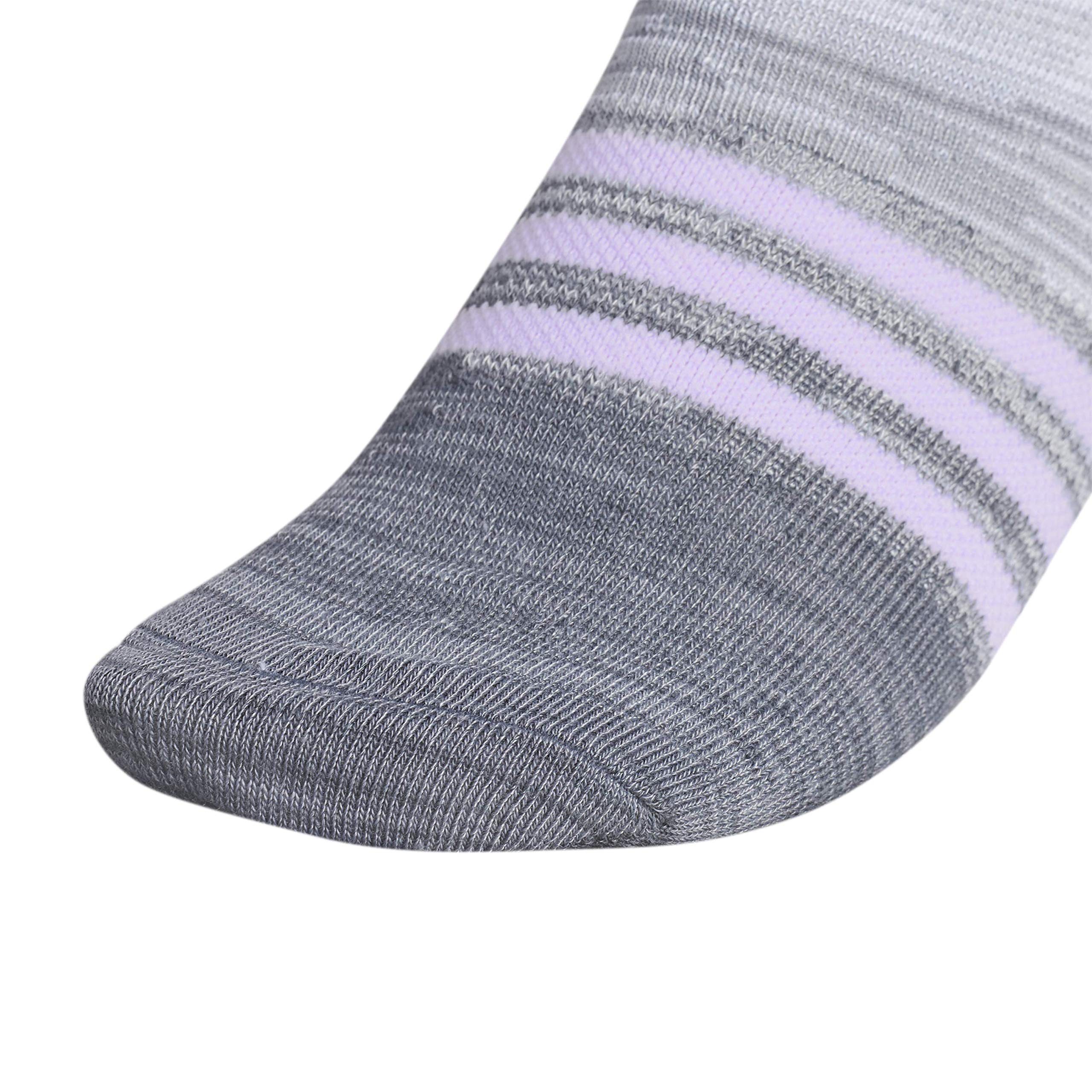 adidas Women's Superlite No Show Socks (6-Pair), Grey/Purple Tint/Haze Coral, Medium