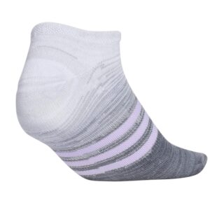 adidas Women's Superlite No Show Socks (6-Pair), Grey/Purple Tint/Haze Coral, Medium