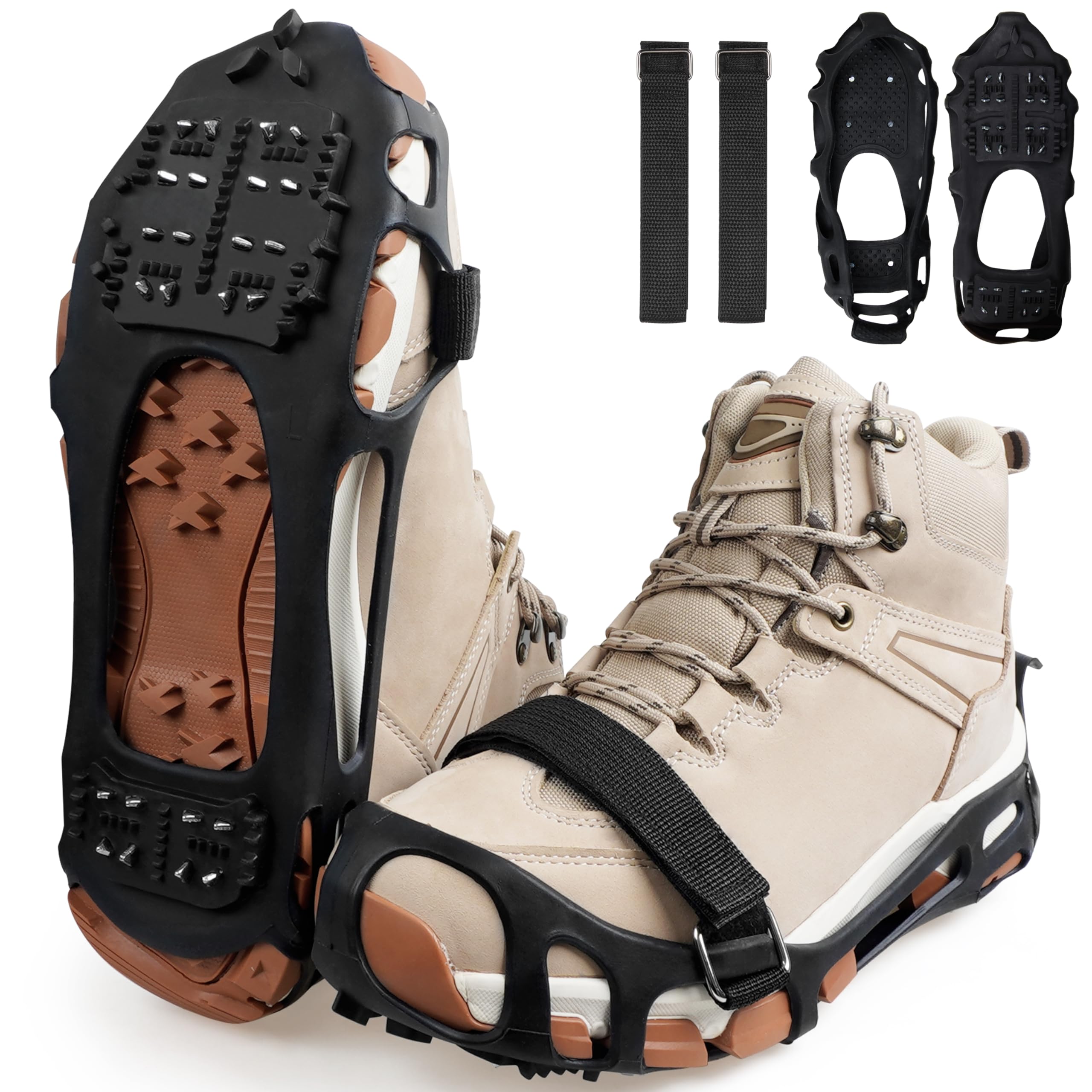 Ice Cleats for Shoes and Boots,Walk Traction Cleats Crampons for Walking on Snow and Ice Anti Slip Ice Shoes Grippers Snow Cleats for Men Women Winter Hiking Climbing