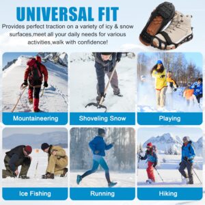 Ice Cleats for Shoes and Boots,Walk Traction Cleats Crampons for Walking on Snow and Ice Anti Slip Ice Shoes Grippers Snow Cleats for Men Women Winter Hiking Climbing