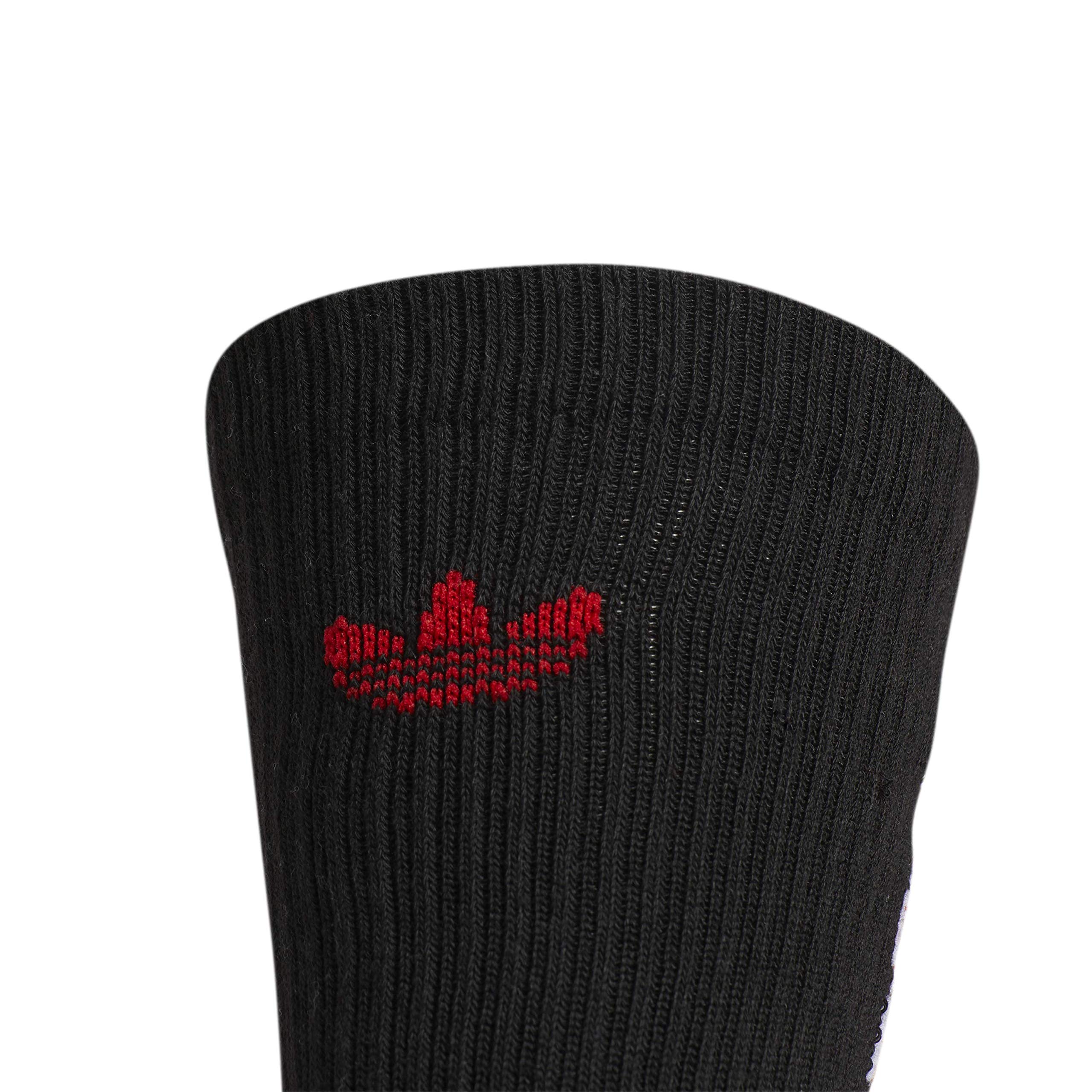 adidas Originals Mixed Graphics Cushioned Crew Socks (3-Pair), Black/Scarlet Red/White, Large