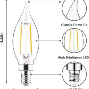 Sengled E12 LED Candelabra Bulb 60W Equivalent Dimmable LED Chandelier Light Bulbs 5W 2700K Soft White 450LM B10 Flame Tip Vintage LED Filament Candle Bulb with Decorative E12 Candelabra Base, 6 Pack