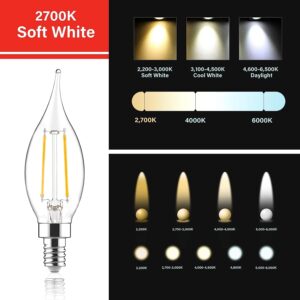 Sengled E12 LED Candelabra Bulb 60W Equivalent Dimmable LED Chandelier Light Bulbs 5W 2700K Soft White 450LM B10 Flame Tip Vintage LED Filament Candle Bulb with Decorative E12 Candelabra Base, 6 Pack