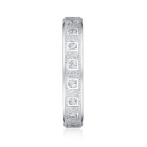 Unisex Comfort Fit Sterling Silver 4mm Simulated Diamond Full Eternity Ring Sandblasted Wedding Band (11)