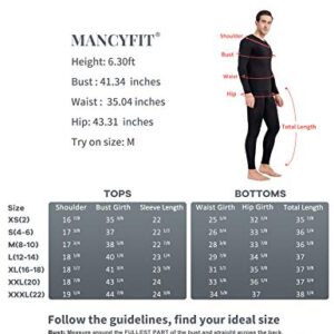 MANCYFIT Thermal Underwear for Men Long Johns Set Fleece Lined Ultra Soft (Black, Large)